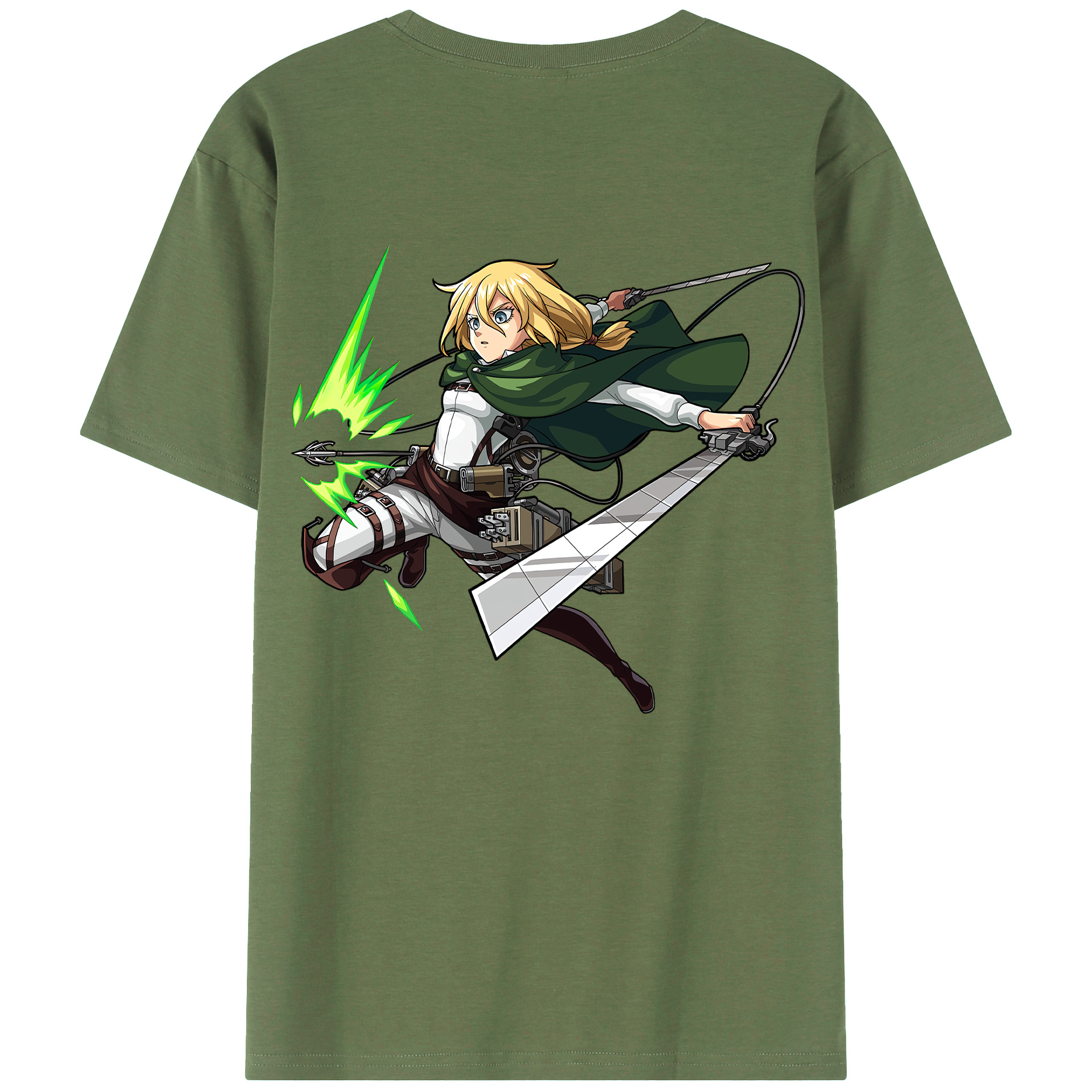（画像用） 進撃の巨人 クリスタ·レンズ Attack on Titan Christa Lenz 綿100％ メンズ半袖Tシャツ（バックプリント） 通気性